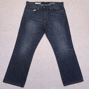 GAP 1969 Jeans Men's 37x28* Straight Dark Wash Denim 100% Cotton‎ Workwear